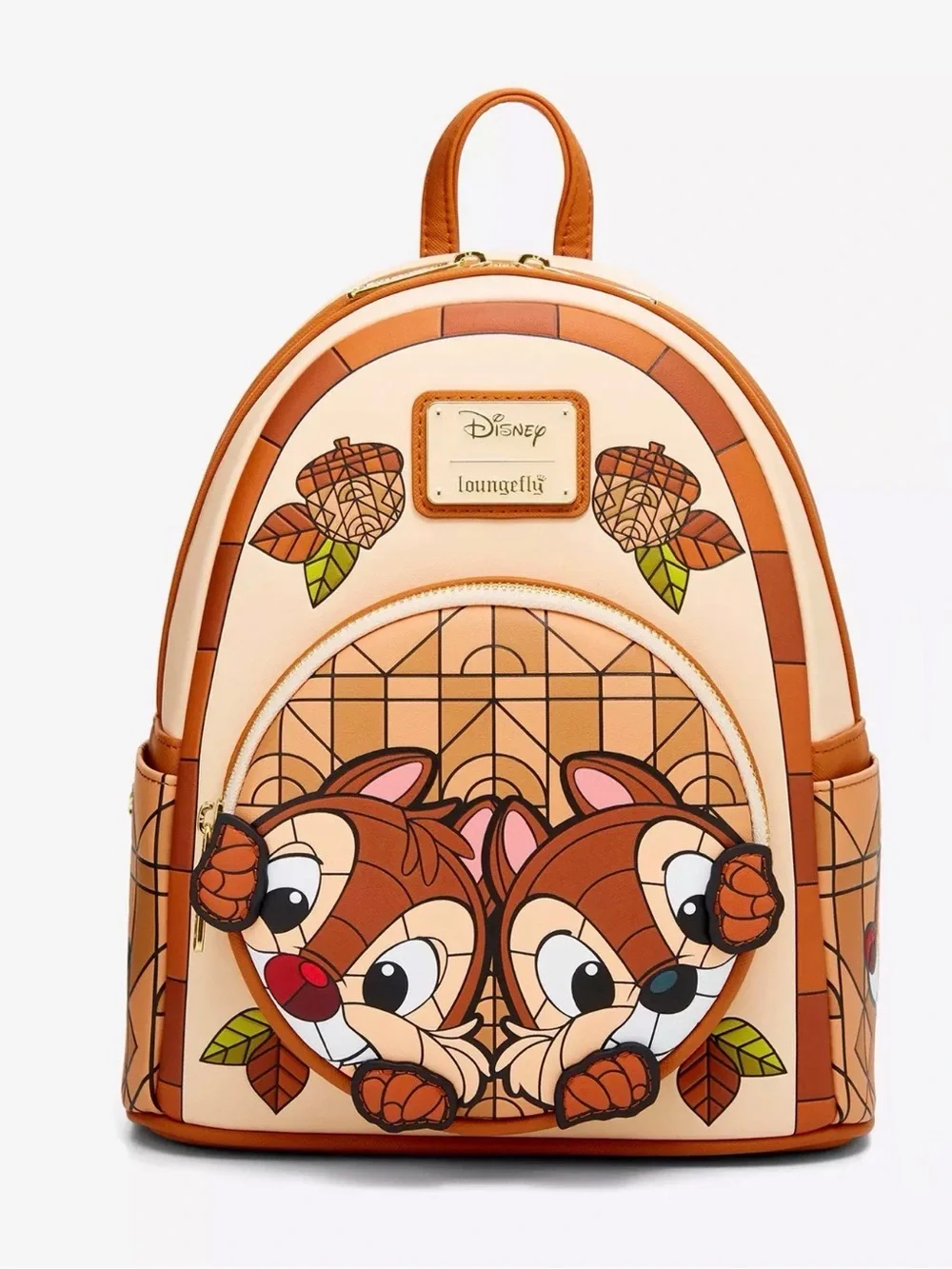 New Loungefly Disney Chip & Dale Stained Glass Mini Backpack